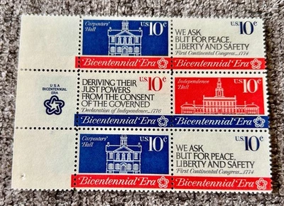 Sc #1543-46 First Continental Congress, 1974 US 10c Block of 6 , mnh, og, vf/xf - Image 1 of 2