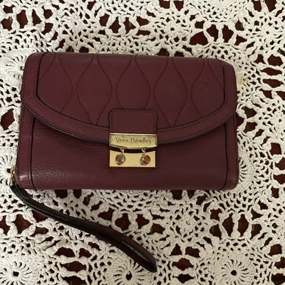 VERA BRADLEY Cuero Ultimate Muñequera Cartera Ciruela Con Floral Foto 1 de 4