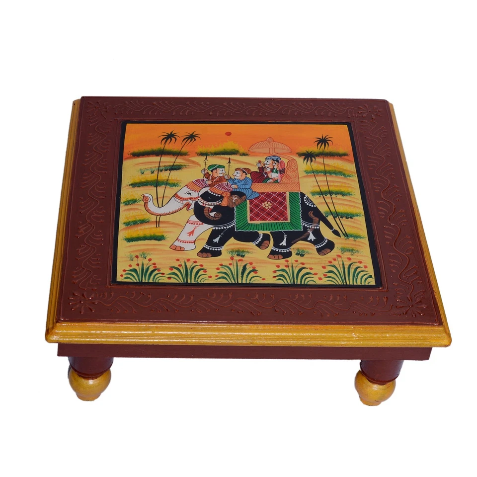 Indian Traditional Bajot Wooden Chowki Pooja Chowki for Pooja God Sitting Stool - Image 1 of 1