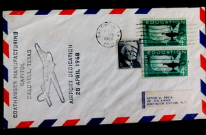 Dedicación del aeropuerto #AP-32 Caldwell TX, 1968, caché de avión, 325 cubiertas canceladas - Imagen 1 de 3