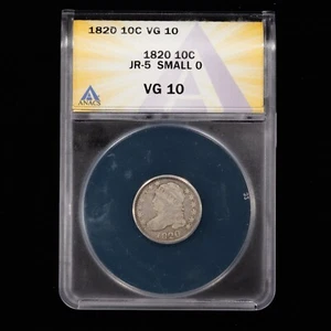 1820 Capped Bust Dime - JR-5 Small O - 10c - ANACS GRADED VG10 - Variety! - Bild 1 von 4