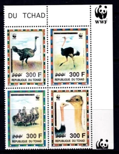 Chad 1996 Ostrich Bird - WWF Ovpt. Complete Mint MNH Set Block SC 693 - Picture 1 of 1