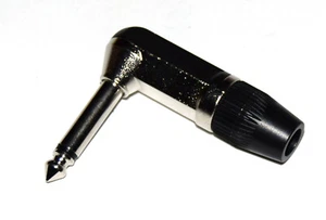 Conector Jack 6.3mm mono macho acodado soldar metal 1/4" - Picture 1 of 2