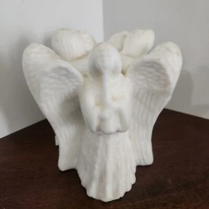 New Candle Three Triple Angels White 6" Tall X  5.5" Colonial Candle Of Cape Cod - Picture 1 of 6