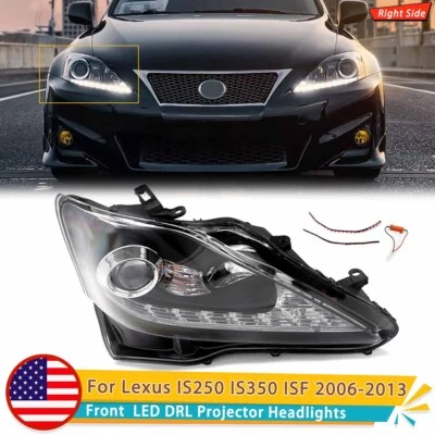 Right LED DRL Projector Headlights Black Housing For 06-13 Lexus IS250 IS350 ISF - Image 1 of 4
