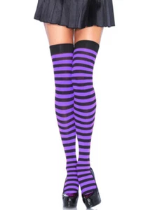 Womens Halloween Purple Striped Scary Witch Gothic Fancy Dress cosplay Stockings - Picture 1 of 1