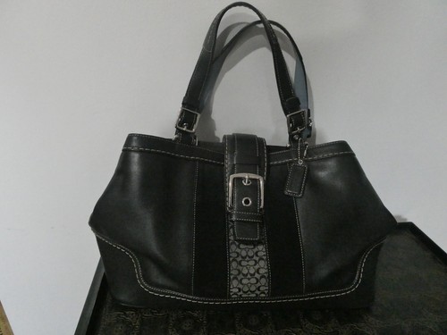 Autentica borsa a tracolla Coach F0773 F11345 donna in pelle nera espandibile