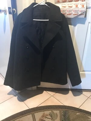 OLD NAVY-MENS-DOUBLE-BREASTED-PEACOAT-COAT-JACKET-BLACK Large - Image 1 of 4