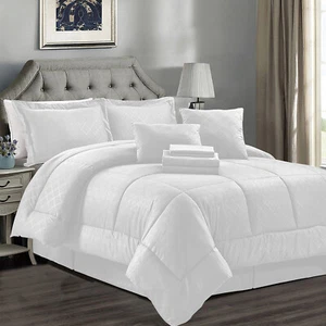 10 Piece Comforter Bedding with Bed Sheet Decorative Pillows Shams Comforter Set - Picture 1 of 43