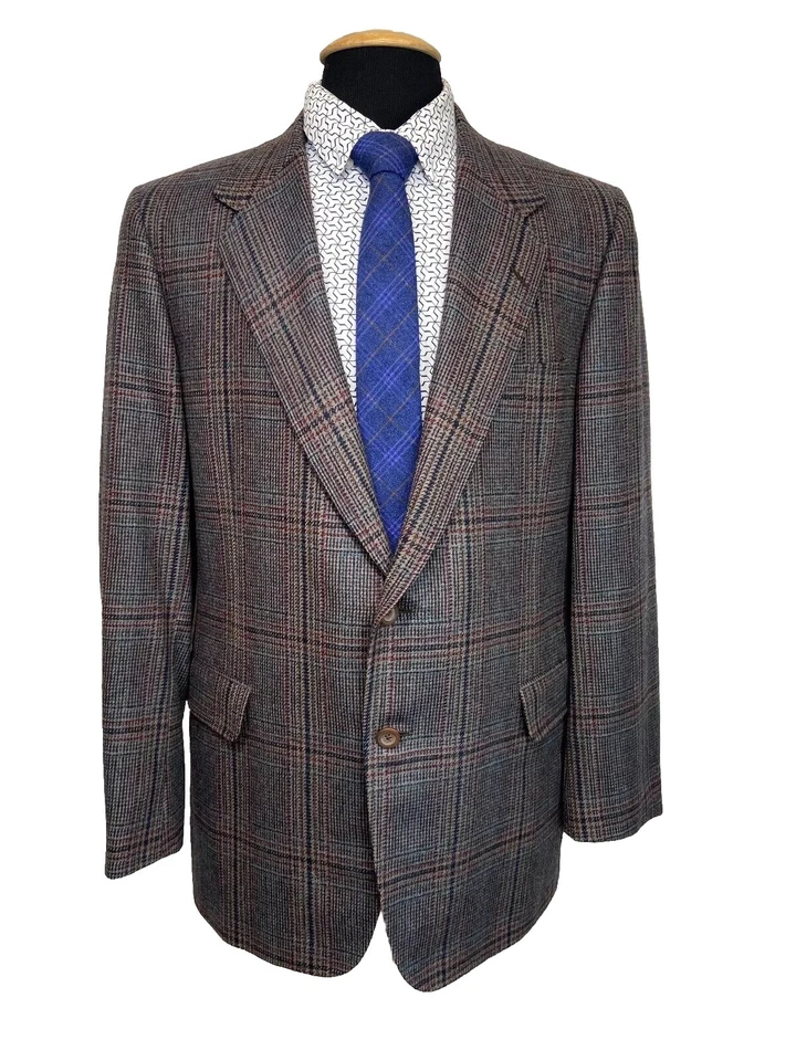 ABRIGO DEPORTIVO VINTAGE H. FREEMAN & SONS HOMBRE MARRÓN TWEED LANA CUADROS 40R Foto 1 de 4