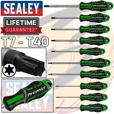 SEALEY MAGNETIC TORX HI-VIS Screwdriver Set 10pc Star T7 - T40 Torx Screwdrivers