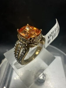Champagne ring oval gold cubic zirconia cz steel 18kt steel dress 1416 - Picture 1 of 9