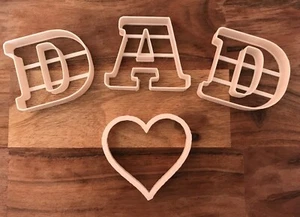 DAD Heart Cookie Cutter Biscuit Dough Pastry Fondant Stencil Fathers Day Letter - Picture 1 of 10