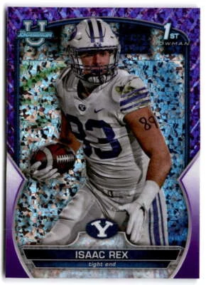 2022 Bowman Chrome University Purple Mini-Diamond #71 ISAAC REX  /399 BYU  - Image 1 of 2