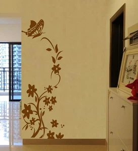 Handschnitzen Rebe Blume Schmetterling Wandaufkleber Aufkleber Vinyl Dekor UK RUI218 - Bild 1 von 8