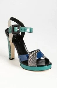 New Sz.6 Marvin K Fad Jade Combo Leather Strappy Heels Platform Sandals (ITALY) - Picture 1 of 10