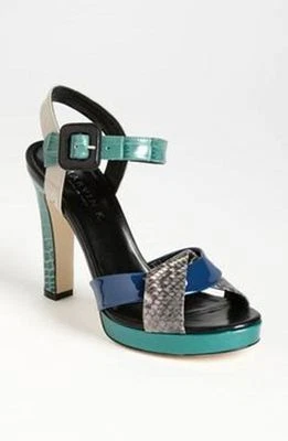 New Sz.6 Marvin K Fad Jade Combo Leather Strappy Heels Platform Sandals (ITALY) - Image 1 of 4