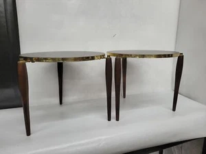 2 mesas redondas modernas apilables de anidación de mediados de siglo patas de madera - Imagen 1 de 9