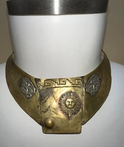 Ancien collier en laiton et argent travail Mexicain 1960 - Imagen 1 de 10