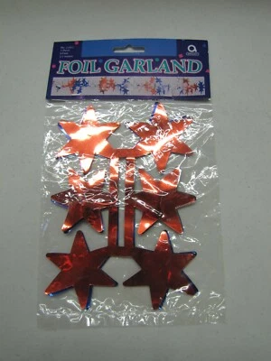 ¡Nuevo! Guirnalda de papel de aluminio vintage "patriótica" de 9 pies Amscan roja plateada y azul Estados Unidos Foto 1 de 3