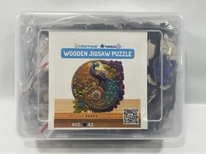Holzpuzzle Unikat Pfau Vogel Form A3 NEU 127 Teile - Bild 1 von 5
