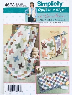Simplicity Sewing Pattern 4663 | Pinwheel Quilt in a Day + Nappy Bag | NEW - Image 1 of 2