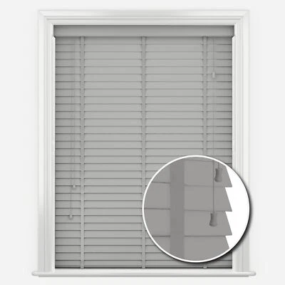 FAUX WOOD  WOODEN VENETIAN BLINDS 50MM  WOOD WINDOW BLIND EASY FIT TRIMABLE - Image 1 of 4