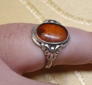 BERNSTEIN RING SILBER 835er LOUIS VAUSCH  BERLIN - Picture 1 of 5