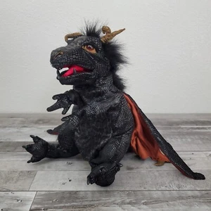 Folkmanis Black Dragon Expandable Wings Hand Puppet Plush Toy Stuffed Animal - Picture 1 of 8