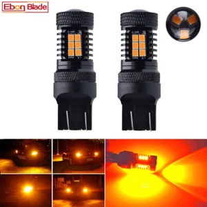 2Pcs T20 7443 7440 W21W WY21W Car LED Turn Signal Light Bulb Lamp Amber 12V 24V - Picture 1 of 8