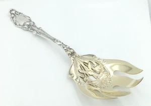 Antique Gorham Virginiana Sterling Silver Gold Wash Salad Serving Fork MONO-A - Picture 1 of 19