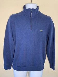 Pulóver para hombre LACOSTE manga larga 1/4 cremallera frontal 100 % algodón para sudor L azul marino - Imagen 1 de 8