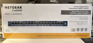 Netgear GS116NA 16-Port Gigabit Ethernet Unmanaged Switch ProSafe SEALED NEW - Picture 1 of 8