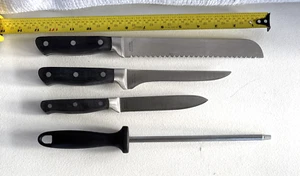 3-Cuchillos de Cocina + Afilador Acero Inoxidable 3 Remaches Resistente 5” 6” 8” Hojas - Imagen 1 de 16