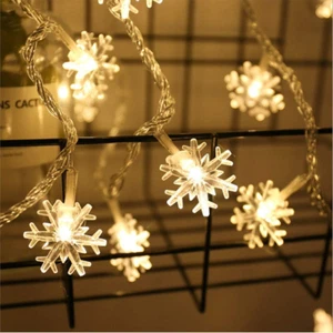 Snowflake Plug in String Lights, 10Ft 20 LED Fairy String Lights Warm White for - Picture 1 of 12