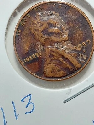 1957 Lincoln Wheat Penny Error Double Die On Lincoln Image - Image 1 of 4