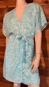VINTAGE CINEMA ETOILE AQUA CHIFFON/SATIN SIZE MEDIUM NIGHTGOWN ROBE SET   #14579 - Picture 1 of 11