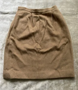 BROOKS BROTHERS Skirt Camel Beige Wool Knee Length Vintage Thick Lined Sz Xs/4 - Picture 1 of 14