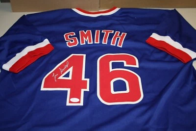CHICAGO CUBS LEE SMITH #46 SIGNED AUTO CUSTOM JERSEY 478 SAVES HOF JSA WITNESS - Image 1 of 2