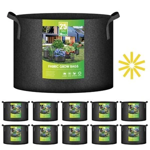 10/20-Pack 25 Gallon Thickened Grow Bags Nonwoven Fabric Pot for Garden Black - Picture 1 of 10