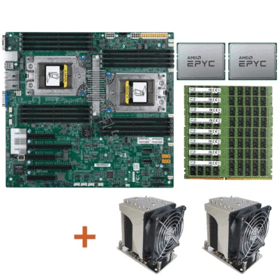 Supermicro H11DSi Motherboard, 2x AMD EPYC 7601 CPU +256GB RAM+ 2x CPU cooler - Image 1 of 4