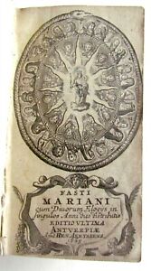 1663 FASTI MARIANI ILLUSTRATED 17th CENTURY PRAYER BOOK antique 