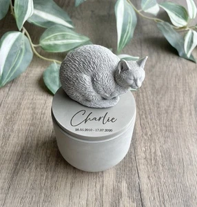 Small Concrete Personalised Cat Urn | cat urn for ashes | Pet Urn | Stone Urn - Picture 1 of 9