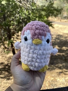 Soft Yarn Handmade Crochet Amigurumi Pink Baby Penguin Plushie Stuffed Animal - Picture 1 of 3