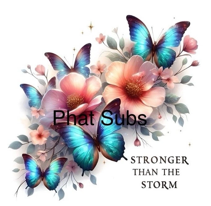 Sublimation Print Stronger Than The Storm Butterflies Ready to Press Transfer