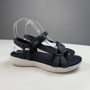 Skechers GoWalk Performance Blue White Sandals Goga Mat gen 5 Women size 6 - Bild 1 von 7
