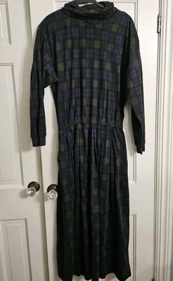 Vestido largo a cuadros vintage Talbots verde y azul preppy años 80 años 90 Foto 1 de 4