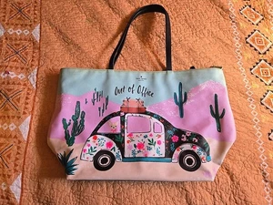 Bolso de Mano Kate Spade Fuera de Oficina Escarabajo Insecto Chihuahua Cactus Floral Desierto Verde azulado - Imagen 1 de 11