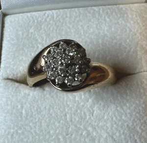 Ring Gg 585 mit Brillanten , gebraucht, Gr. 57(18), Ringkopf 11 mm, 6,87 Gramm - Bild 1 von 6