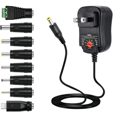 Belker 12W 3V 4.5V 5V 6V 7.5V 9V 12V Adjustable Voltage Universal AC/DC Adapter - Image 1 of 4